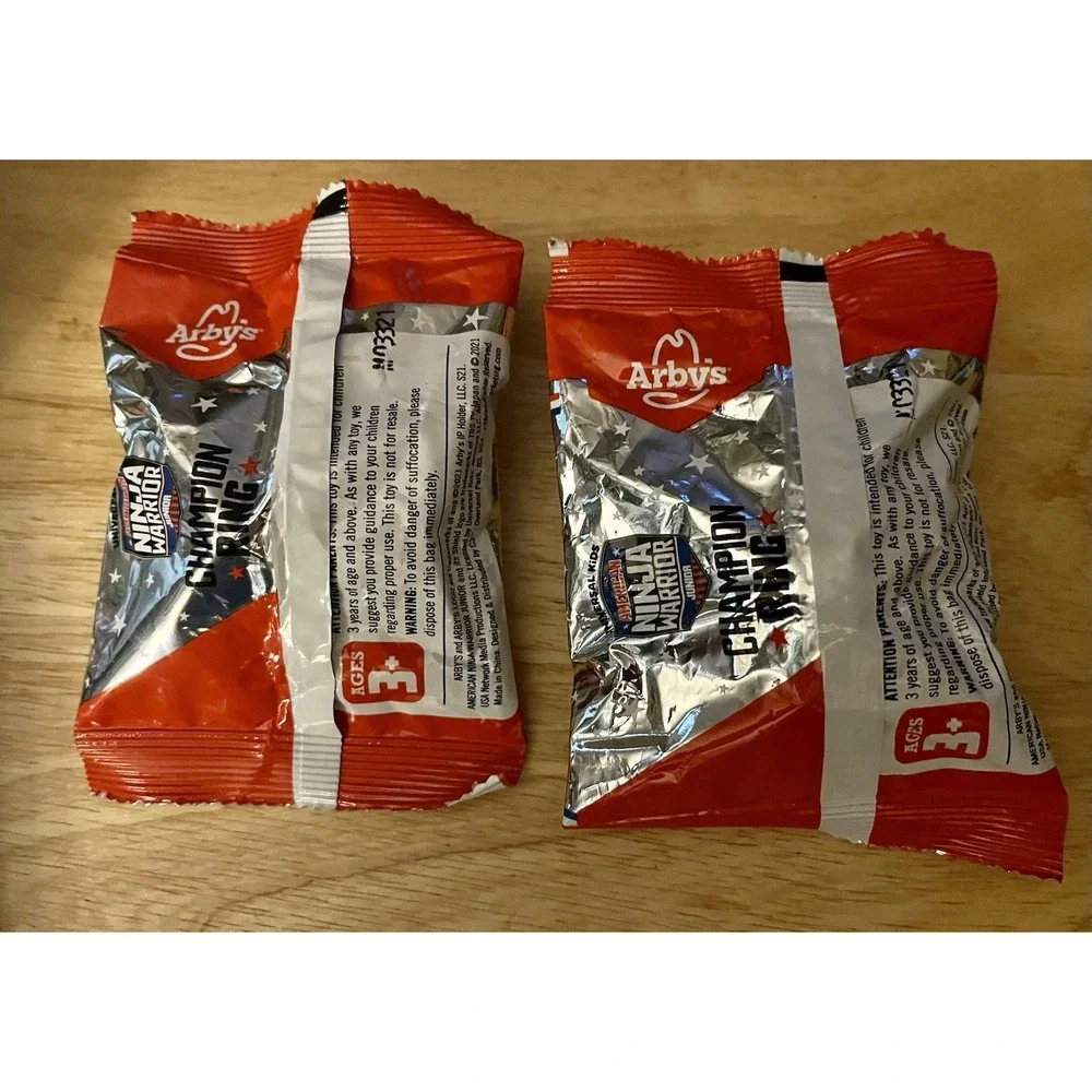 ANW 2 Pk Arby's Kids Meal Toy American Ninja Warrior‎ Junior Champion Ring 2021